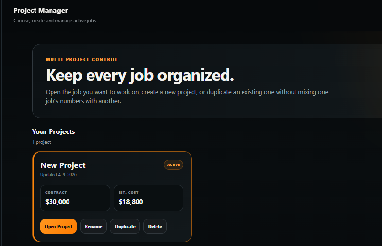 Real Contractor Profit Guard Project Manager
